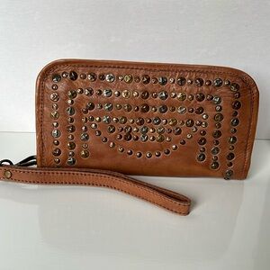 Viola Castellani Brown Studded Wristlet Purse